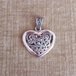925 Sterling Silver Vintage Ornate Heart Pendant